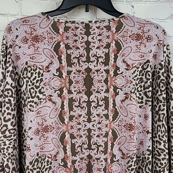 Cato Mixed Scarf Animal Print Oversize Drop Shoulder Slinky Tunic Blouse Leopard - Picture 5 of 10